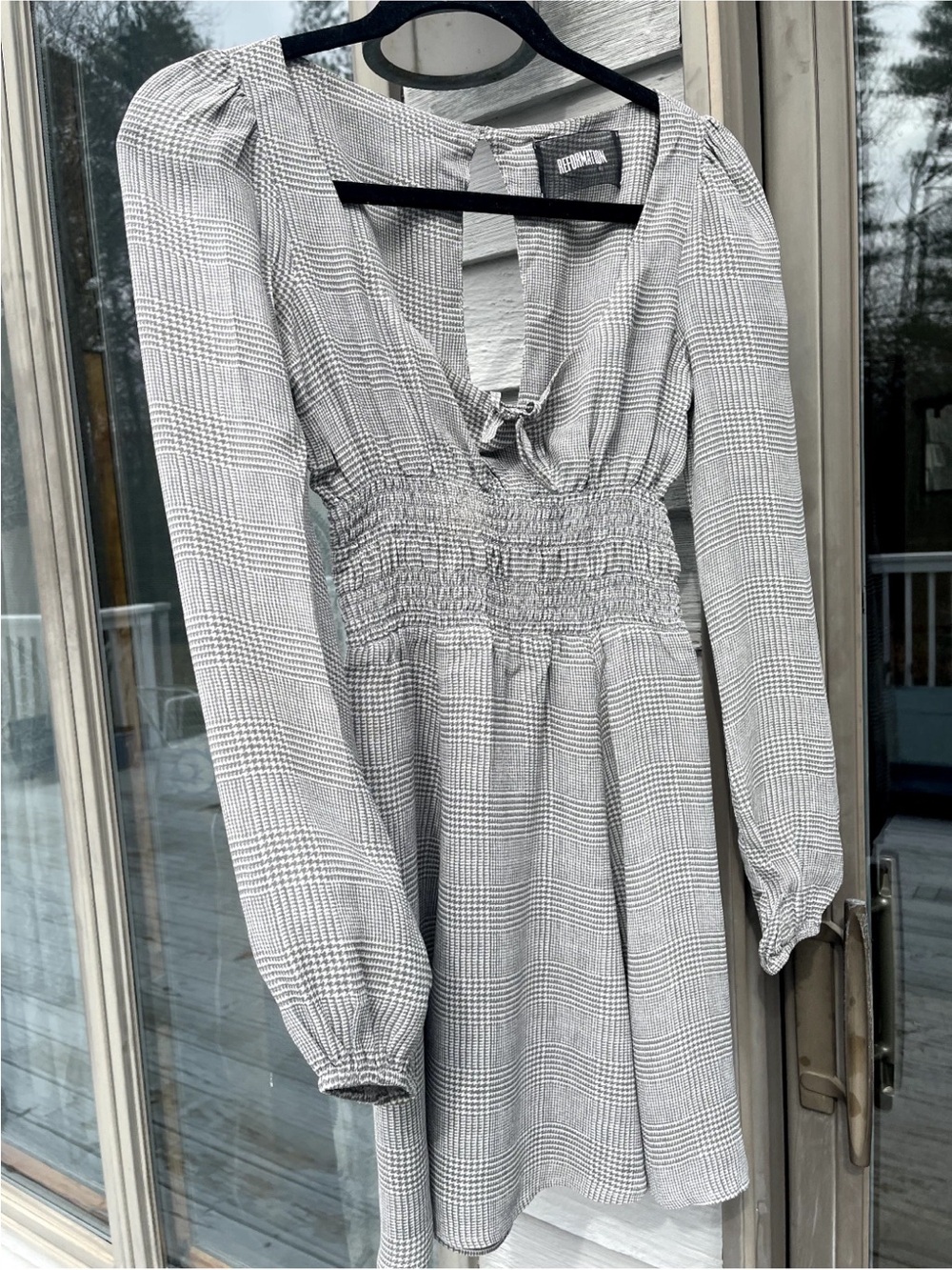 Reformation Gray Long Sleeve Mini Dress in Aberdeen Wilder - Picture 4 of 5